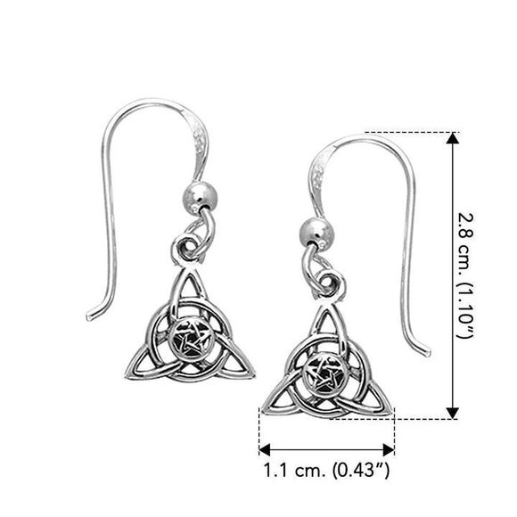 Celtic Trinity Knot Pentacle Sterling Silver Earrings - Picture 3 of 3